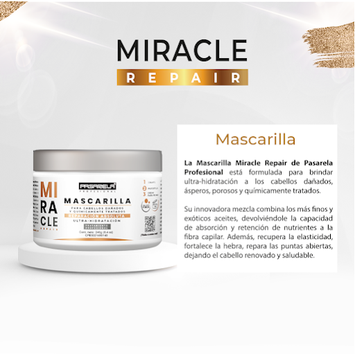 Miracle Repair Shampoo & Hair Mask Set by Pasarela Profesional – Professional Strength Restorative Hair Care| Deep Repair, Hydration & Nourishment for Damaged, Dry, and Chemically Treated Hair