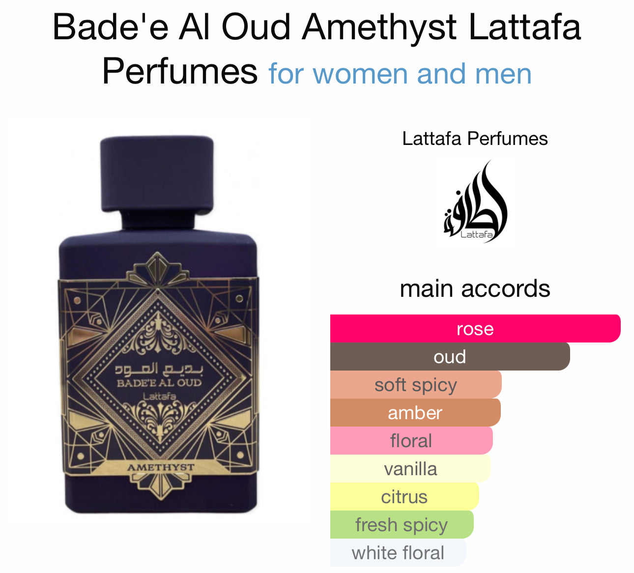 Bade'e Al Oud Amethyst Lattafa Perfumes for women and men